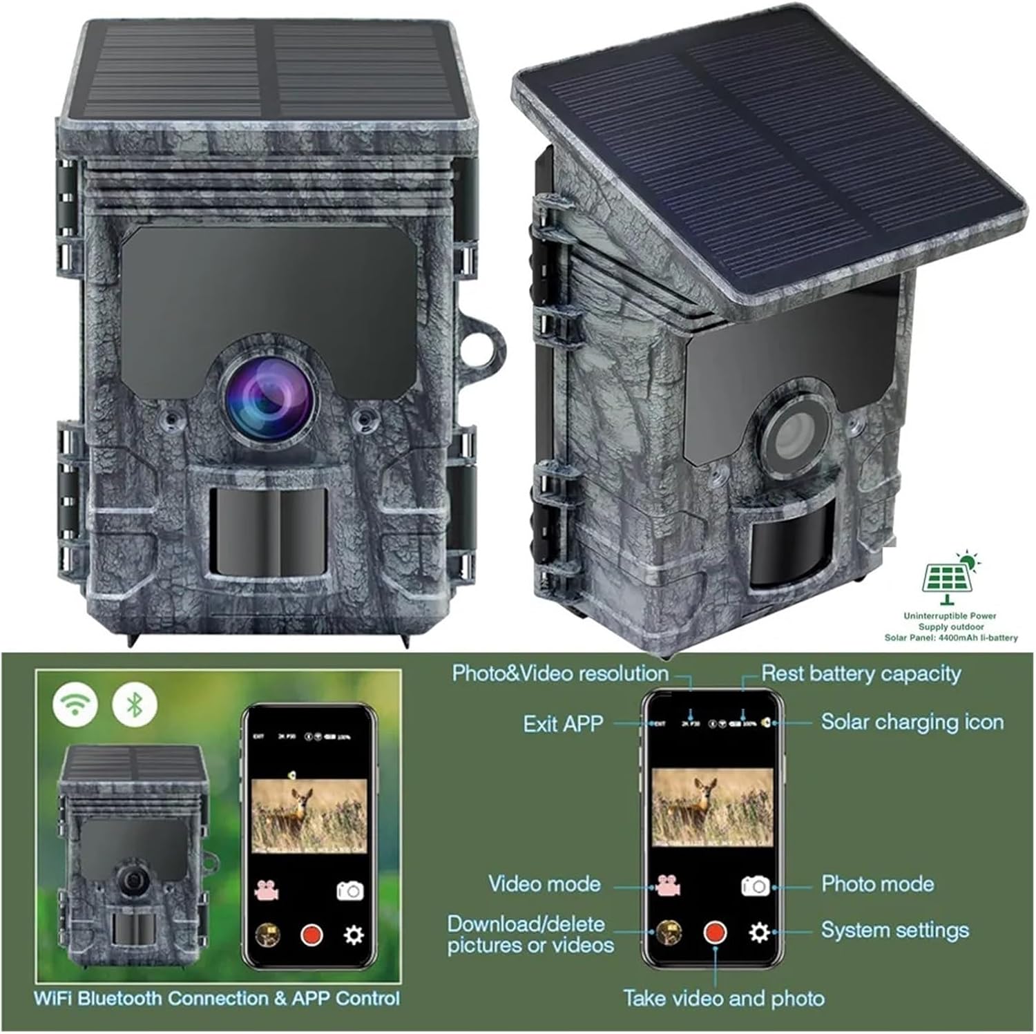 Game Camera 4K WiFi Solar Pane - Trail Camera Solar Panel Powered recension och pris