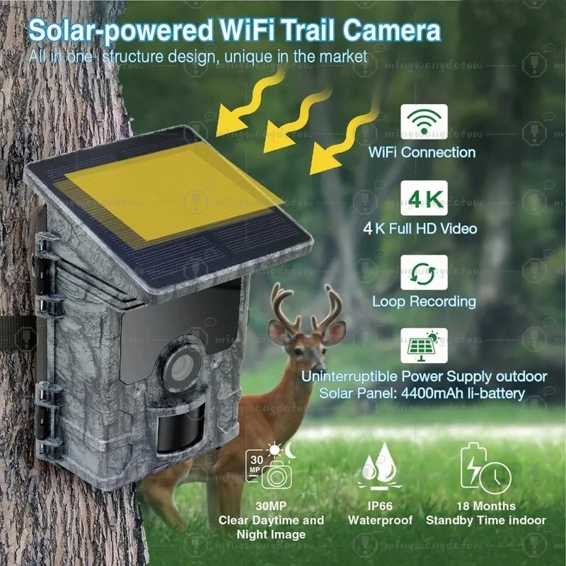 Hunting Camera  4K  WiFi Solar - Trail Camera Solar Panel Powered recension och pris