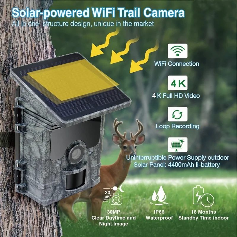 Night Vision Hunting Camera  4 - Trail Camera Solar Panel Powered recension och pris
